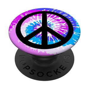 peace sign tie dye pattern purple pink light blue popsockets popgrip: swappable grip for phones & tablets