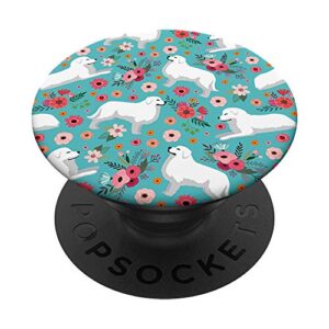 cute great pyrenees flower pattern popsockets popgrip: swappable grip for phones & tablets