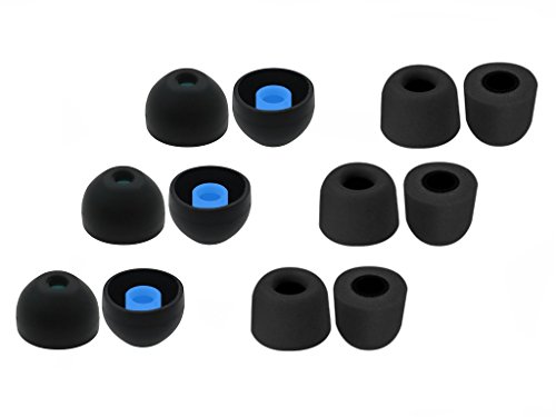 12 pcs Large Size (L-BHB-BMF-sB) Hybrid and Memory Foam Replacement Set Adapters Earbuds Ear Tips Compatible with Sony in-Ear Earphones Headsets