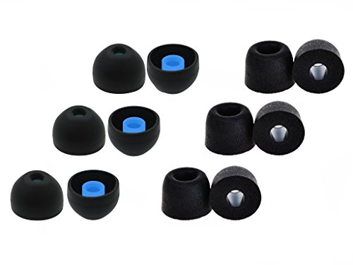12 pcs Large Size (L-BHB-BMF-sB) Hybrid and Memory Foam Replacement Set Adapters Earbuds Ear Tips Compatible with Sony in-Ear Earphones Headsets