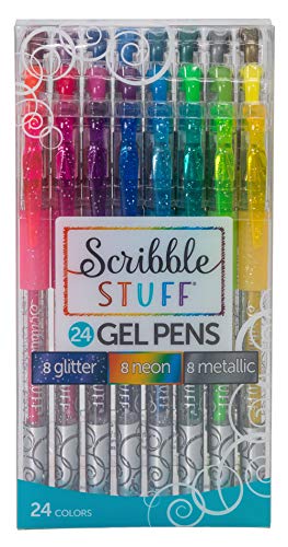 Mattel (MCJG9) FXF86 Scribble Stuff Metallic Glitter Neon Gel Pens (24 Count), Multicolor