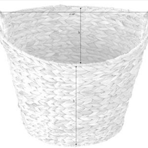 Vintiquewise Large Round Water Hyacinth Wicker Laundry Basket with Metal Handles