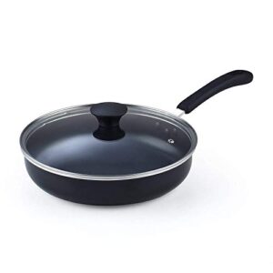 Cook N Home 10.5-Inch/3.5 Quart Nonstick Deep Saute Fry Pan/Jumbo Cooker with Lid, Black