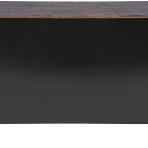 FurnitureR Office File Storage Console Cupboard Metal Cabinet 3 Door Cupboard Locker Organizer with Walnut MDF Top Black Metal Frame