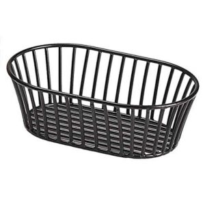 g.e.t. 4-31892 black 8.5" x 5.5" stackable tuscan-style oblong wire basket iron powder coated wire baskets collection