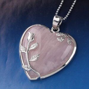 panwa jewelry natural rose quartz stone flower wrap crystal heart bead necklace pendant