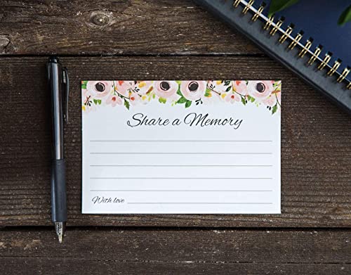 Share a Memory Cards - 50 Pack - Tasteful Alternative to Funeral Guest Books for Memorial and Celebration of Life or Going Away Party, Birthday or Graduation Guest Book