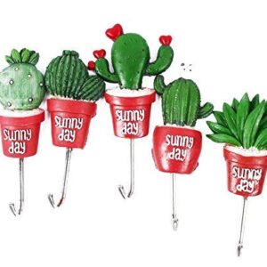 Chiloskit 5pcs 4" Stainless Steel Scculent Plants Hook Creative Cactus Kitchen Wall Door Hanger Sundries Cute Hooks Clothes Hangers