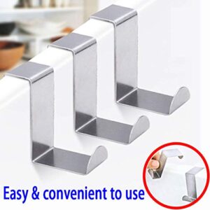 8pack Z-shaped Over Door Hangers Stainless Steel Over Door Hooks Cabinet Draw Clothes Coat Hat Towel Pants Jeans Hanger, Heavy Duty Hanging Organizer Racks for Bathroom Bedroom Kitchen Washroom Office