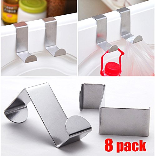 8pack Z-shaped Over Door Hangers Stainless Steel Over Door Hooks Cabinet Draw Clothes Coat Hat Towel Pants Jeans Hanger, Heavy Duty Hanging Organizer Racks for Bathroom Bedroom Kitchen Washroom Office