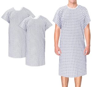 ruvanti 2 pack hospital gowns for women/men - medical patient gowns for elderly women - plus size gowns for home care - labor and delivery/nursing - comfortably fits sizes up to 2xl
