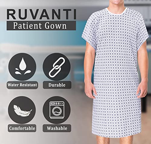 RUVANTI 2 Pack Hospital Gowns for Women/Men - Medical Patient Gowns for Elderly Women - Plus Size Gowns for Home Care - Labor and Delivery/Nursing - Comfortably Fits Sizes up to 2XL