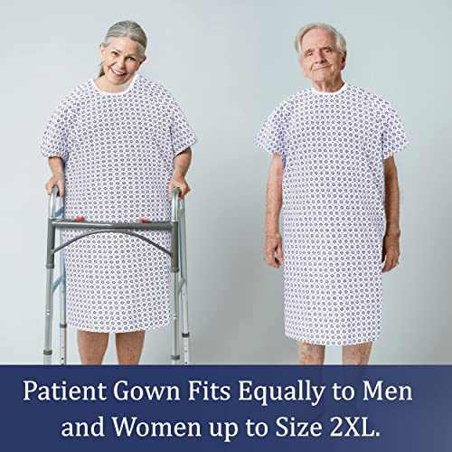 RUVANTI 2 Pack Hospital Gowns for Women/Men - Medical Patient Gowns for Elderly Women - Plus Size Gowns for Home Care - Labor and Delivery/Nursing - Comfortably Fits Sizes up to 2XL