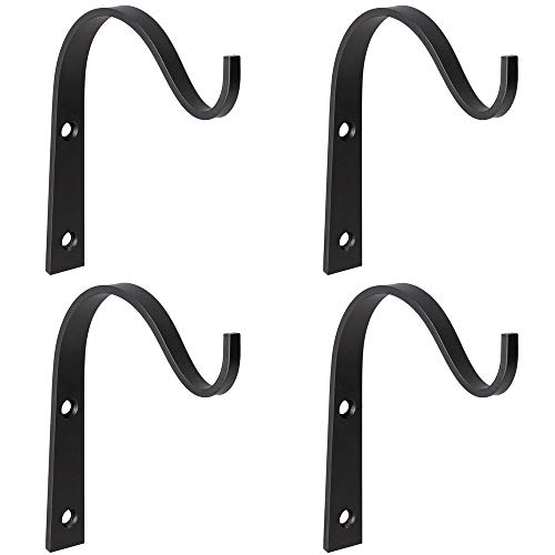 Mkono Plant Hanger Bracket 3 Inch, Iron Wall Hooks Decorative Coat Hook for Hanging Planter, Lanterns, Mason Jar, Bird Feeders, Wind Chimes, Hat, Indoor Outdoor Rustic Home Decor, 4 Pack