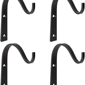 Mkono Plant Hanger Bracket 3 Inch, Iron Wall Hooks Decorative Coat Hook for Hanging Planter, Lanterns, Mason Jar, Bird Feeders, Wind Chimes, Hat, Indoor Outdoor Rustic Home Decor, 4 Pack