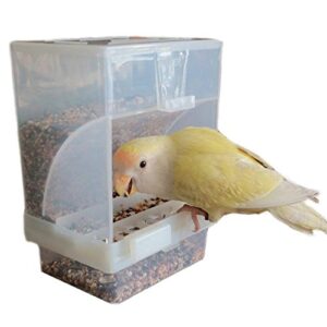 hypeety automatic bird feeder no mess pet feeder seed food container perch cage accessories for budgerigar canary cockatiel finch parakeet
