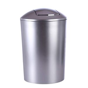 hmane 6.5l swing lid trash can,wastebasket dustbin garbage bin with swing top - (silver)