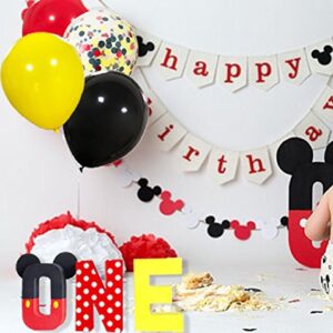 Mouse Color Balloons 40 Pack, 12 Inch Red Black Yellow Latex Balloons with Confetti Balloon for Baby Shower Birthday Party Decorations Supplies with Ribbon