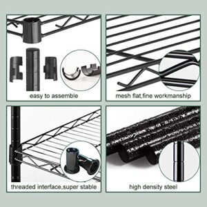 Storage Metal Shelf Wire Shelving Unit with Wheels 82"x48"x18" Sturdy Steel Heavy Duty 6 Tier Layer Rack with Casters for Restaurant Garage Pantry Kitchen Garage Rack Black