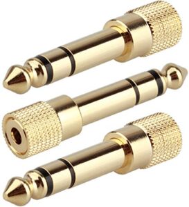gimilink headphone stereo audio jack adapter 6.35 mm 1/4 inch male to 3.5 mm 1/8 inch female, 1/8 inch to 1/4 inch plug aux adapter (3-pack)