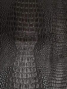 vinyl crocodile allie fake leather upholstery 54" wide fabric by the yard (ebony black)