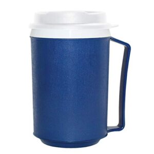 rehabilitation advantage plastic weighted insulated mug with tumbler lid (12oz), blue