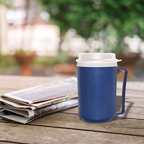 Rehabilitation Advantage Plastic Weighted Insulated Mug with Tumbler Lid (12oz), Blue