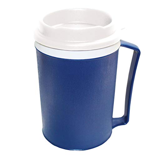 Rehabilitation Advantage Plastic Weighted Insulated Mug with Tumbler Lid (12oz), Blue