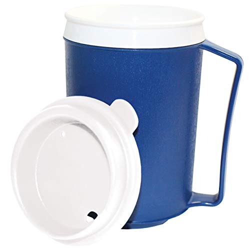 Rehabilitation Advantage Plastic Weighted Insulated Mug with Tumbler Lid (12oz), Blue