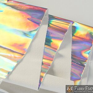 Fabric Empire Vinyl Upholstery Plain Holographic Mirror Glossy Fabric 54" Wide Sold by The Yard