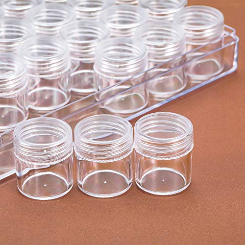 Clear Plastic Bead Storage Containers Set with 30 Pieces Storage Jars Diamond Painting Accessory Box Transparent Bottles with Lid for DIY Diamond, Nail and Other Small Items (1.15 x 1 Inch)