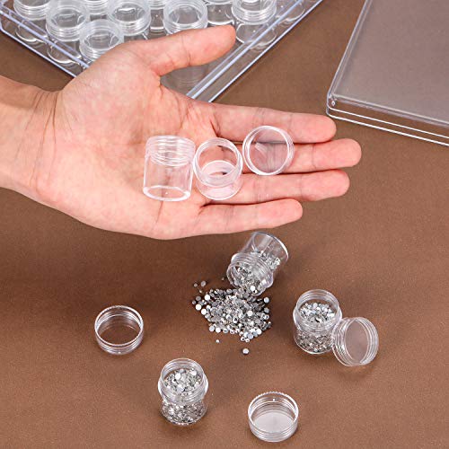 Clear Plastic Bead Storage Containers Set with 30 Pieces Storage Jars Diamond Painting Accessory Box Transparent Bottles with Lid for DIY Diamond, Nail and Other Small Items (1.15 x 1 Inch)