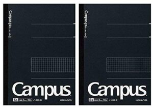 kokuyo campus notebook, grid 5mm ruled, semi-b5, 40 sheets, black, pack of 2, japan import (no-4s5-d)