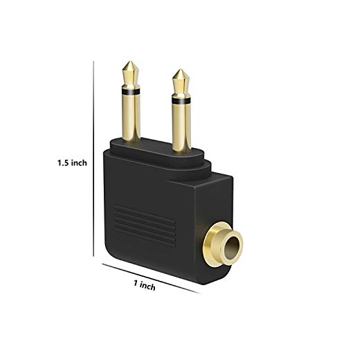 SAISN Headphones Adapter 3.5 mm Airplane Airline Travel Headphone Jack Audio Adapters Converter (Pack of 5, Golden Plated)