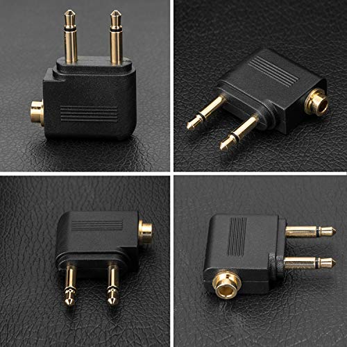 SAISN Headphones Adapter 3.5 mm Airplane Airline Travel Headphone Jack Audio Adapters Converter (Pack of 5, Golden Plated)