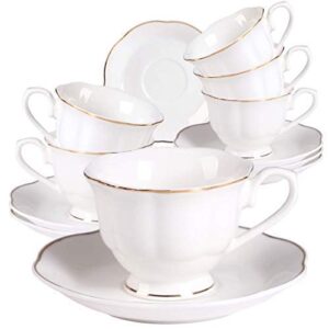 guangyang gy 12 pieces (tiny style) mini porcelain espresso cups with saucers - 2.5 ounces coffee cup and saucer set of 6, 80cc,white