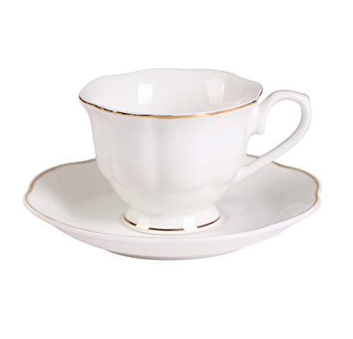 GUANGYANG GY 12 Pieces (Tiny Style) Mini Porcelain Espresso Cups with Saucers - 2.5 Ounces Coffee Cup and Saucer set of 6, 80cc,White