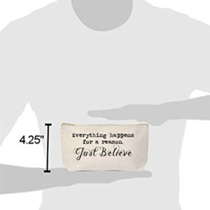 Jules Natural Canvas Makeup Zipper Bag Everything Happens For a Reason Just Believe