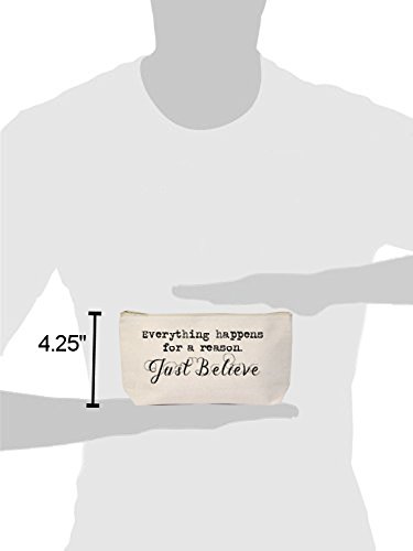 Jules Natural Canvas Makeup Zipper Bag Everything Happens For a Reason Just Believe