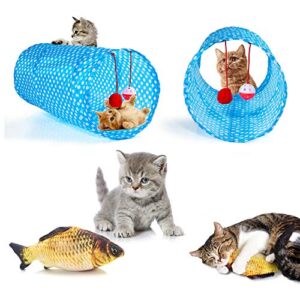 AILUKI 31 PCS Cat Toys Kitten Toys Assortments,Variety Catnip Toy Set Including 2 Way Tunnel,Cat Feather Teaser,Catnip Fish,Mice,Colorful Balls and Bells for Cat,Puppy,Kitty