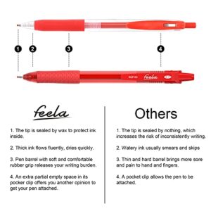 feela 30 Pack Retractable Red Ink Gel Pens Set Medium Point 15 Piece Fine Point Gel Pen with 15 Refills for Smooth Writing