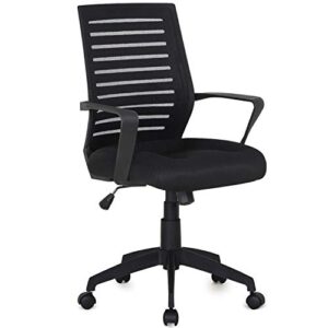 vecelo premium mesh chair with 3d surround padded seat cushion for task/desk/home office work, black