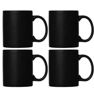 smilatte m010 matte black porcelain coffee mugs, 12 oz classic ceramic cup with handle for latte cappuccino tea, set of 4