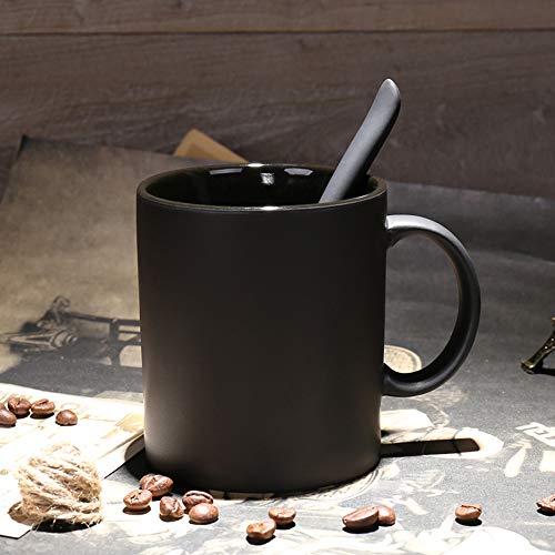 Smilatte M010 Matte Black Porcelain Coffee Mugs, 12 oz Classic Ceramic Cup with Handle for Latte Cappuccino Tea, set of 4