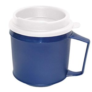 rehabilitation advantage insulated plastic mug with tumbler lid (8oz), blue, non-weighted