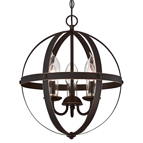 Westinghouse Lighting 6360600 Stella Mira Three-Light Chandelier, Oil Rubbed Bronze Finish with Highlights and Clear Glass Candle Covers Outdoor Pendant , Oil-rubbed Bronze