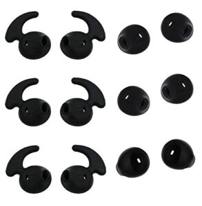 alxcd replacement ear tips for level u headphone s7 earphones, 6 pairs anti-slip earbud tips, [6+6s](black)