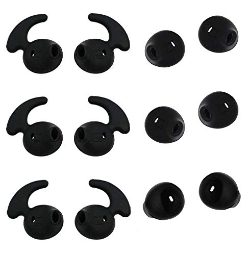 ALXCD Replacement Ear Tips for Level U Headphone S7 Earphones, 6 Pairs Anti-Slip Earbud Tips, [6+6S](Black)