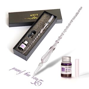 Glass Dip Pen Set,Calligraphy Pen,Crystal Signature Pen for Art, Writing, Signatures -Decoration and Business Gift