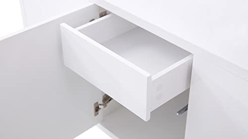 Zuri Furniture Modern Neve Sideboard in White High Gloss Lacquer with Polished Stainless Steel Legs